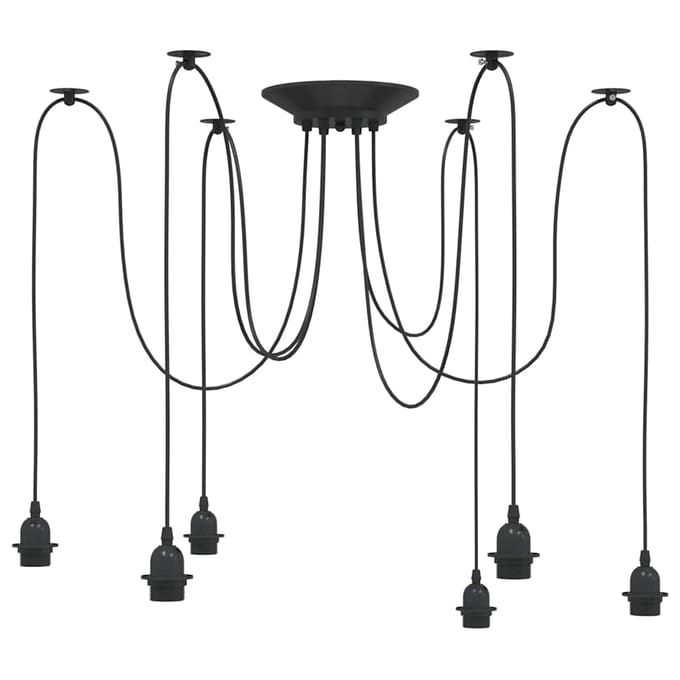 vidaXL Hanglamp met 6 lamphouders E27 metaal zwart
