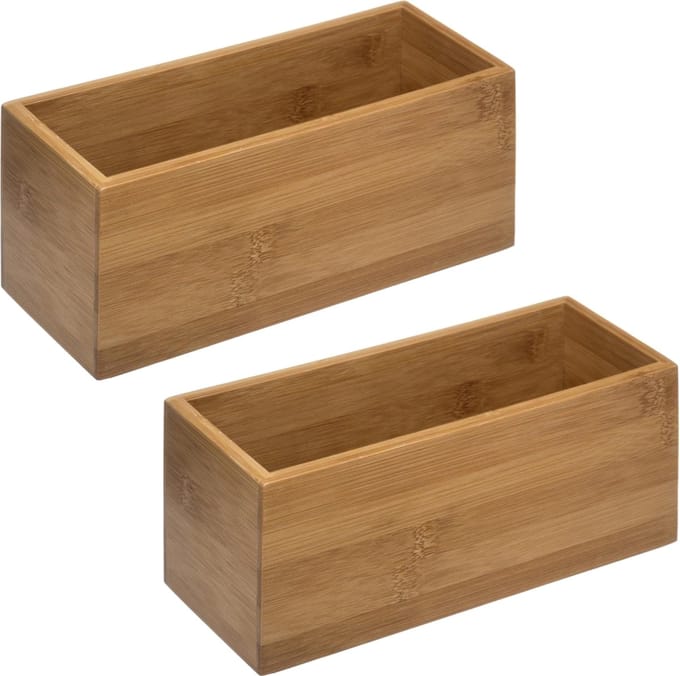5five opbergbox - 2x - voor sieraden/make-up - 23 x 9,5 cm - bamboe hout - nagellak box - sieraden box - make-up box - organizer