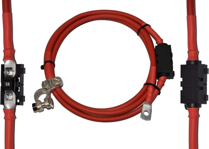 Batterijkabel 35 mm2 - Stroomkabel - Voertuig stroom - Met zekeringhouder - 1.8 meter - Rood