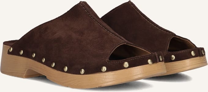 Shabbies Amsterdam - Carry Mila Clog Suède Donkerbruin - Maat 37