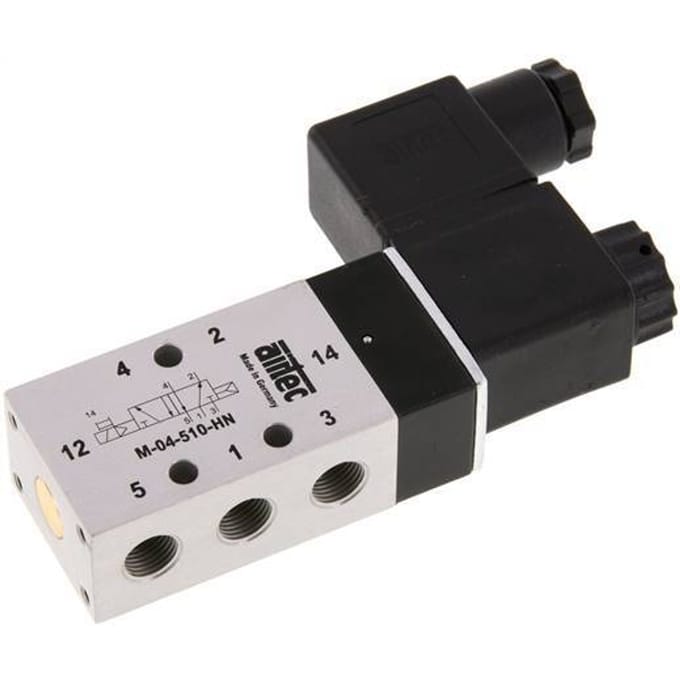 5/2 G1/8'' Magneetventiel 12V DC 2.5-10bar/35.0-140psi Airtec