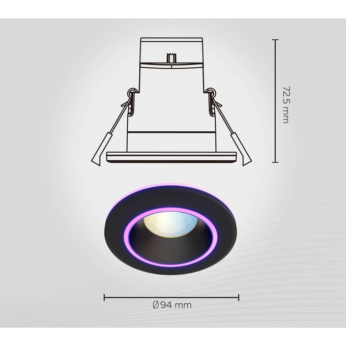 Calex Halo Slimme Inbouwspot - Smart Downlight - RGB en Warm Wit Licht - Zwart