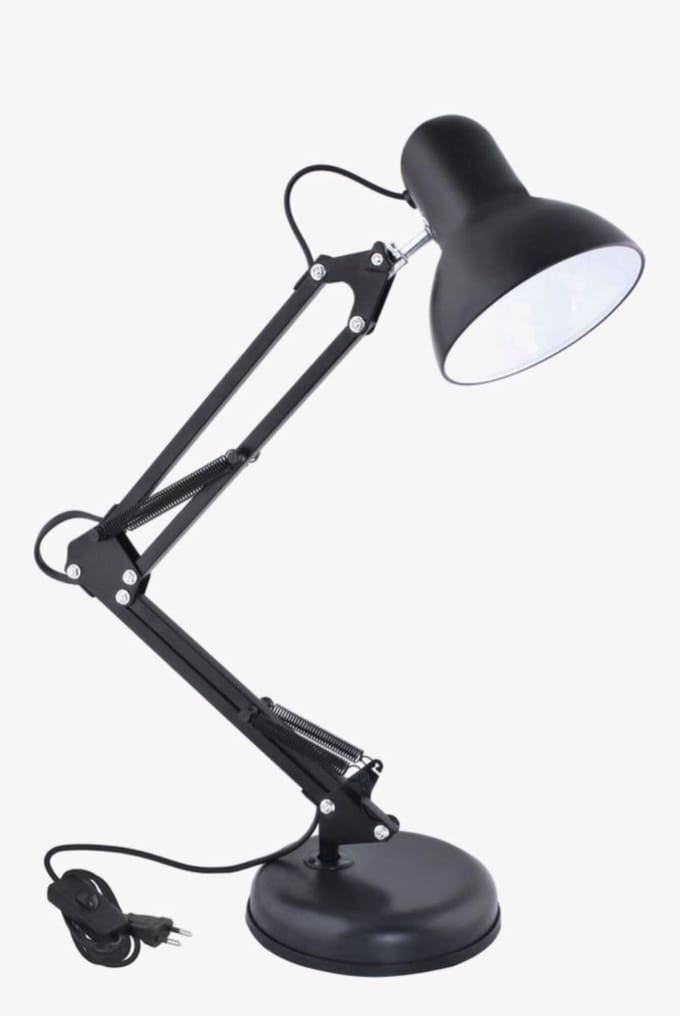 Bureaulamp retro - flexibele arm - E27 - zwart