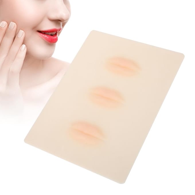 3 Stuks Siliconen Permanente Make-up Training Huid Lip Tattoo Nep Oefenhuid Kit beige