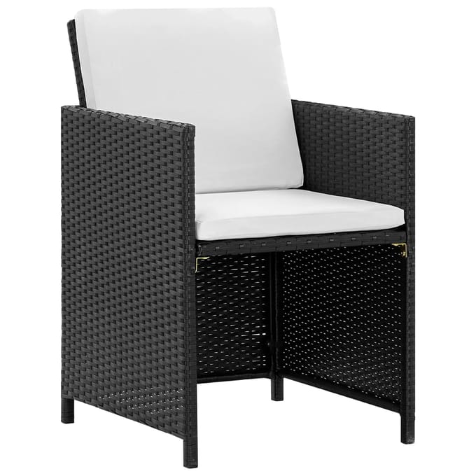 vidaXL - 9-delige - Tuinset - met - kussens - poly - rattan - zwart
