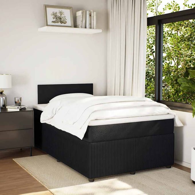 vidaXL - Boxspring - met - matras - fluweel - zwart - 120x190 - cm