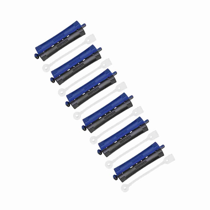 Lot de 6 bigoudis chauffants pour cheveux ondulés, avec élastique, outil de coiffure #3 No. 3 blue