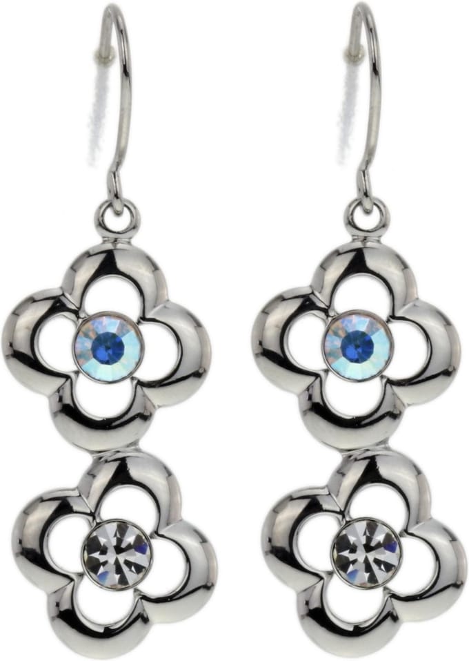 Behave - Oorbellen hangers bloem zilverkleur - Elegant & feestelijk