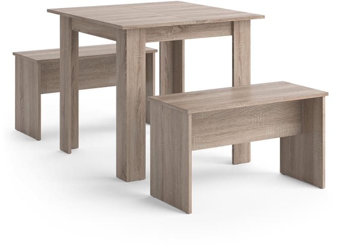 Vicco Sentio Eettafel set – 80 x 80 cm met 2 banken Sonoma