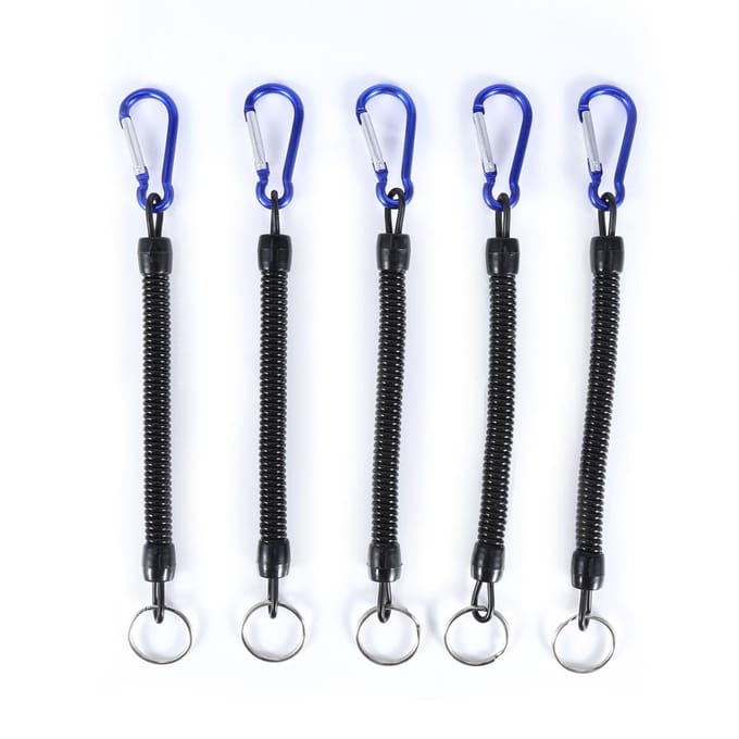 5 Stuks Elastisch Vis Touw Boot Lanyards Met Kampeer Karabijn Haak Gesp Veilig Slot Blauw blauw