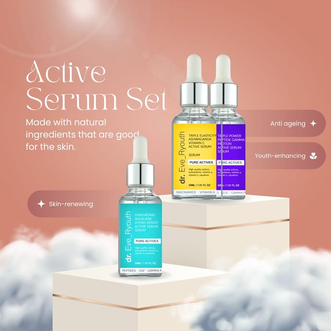 Squalaan serum 30ml + Ashwaganda Vitamine C serum 30ml + Peptide serum 30ml