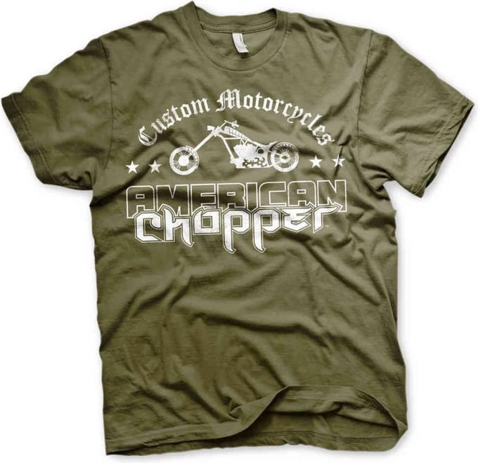 American Chopper Heren Tshirt -L- Washed Logo Groen