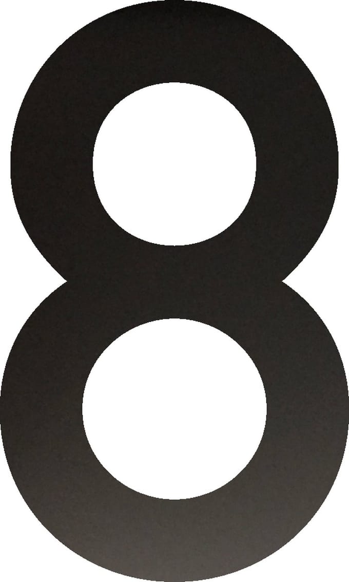 Huisnummer 20 cm - Nummer 8 - Mat Zwart RVS