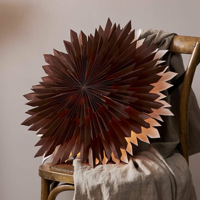 STAR TRADING Decoratie ster Ice, papier, zonder fitting bruin