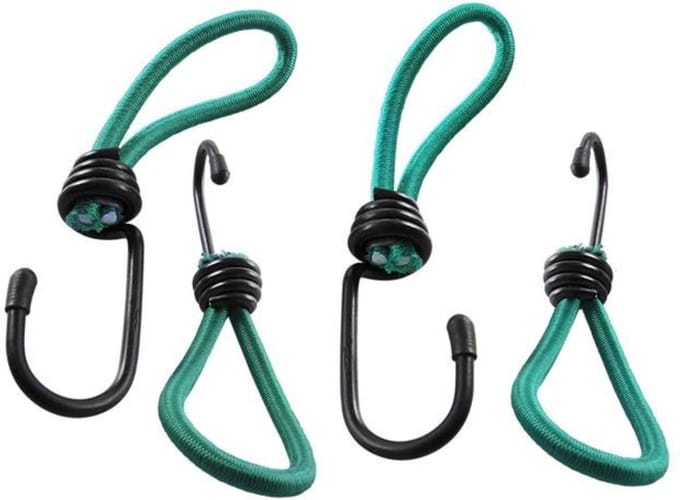 ProPlus Haak met elastische lus - 14 cm - 4 stuks - groen - ideaal voor aanhangernet en tent