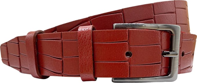 Arrigo - Riem - 3 cm - Kroko Print - Rood Leer - 115 cm - Taille 95 cm