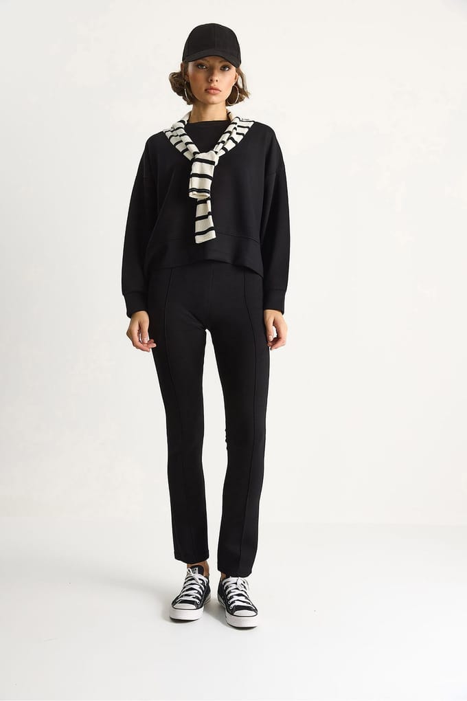Aangesloten Lange Mouw Crewneck Twee-Delige Set
