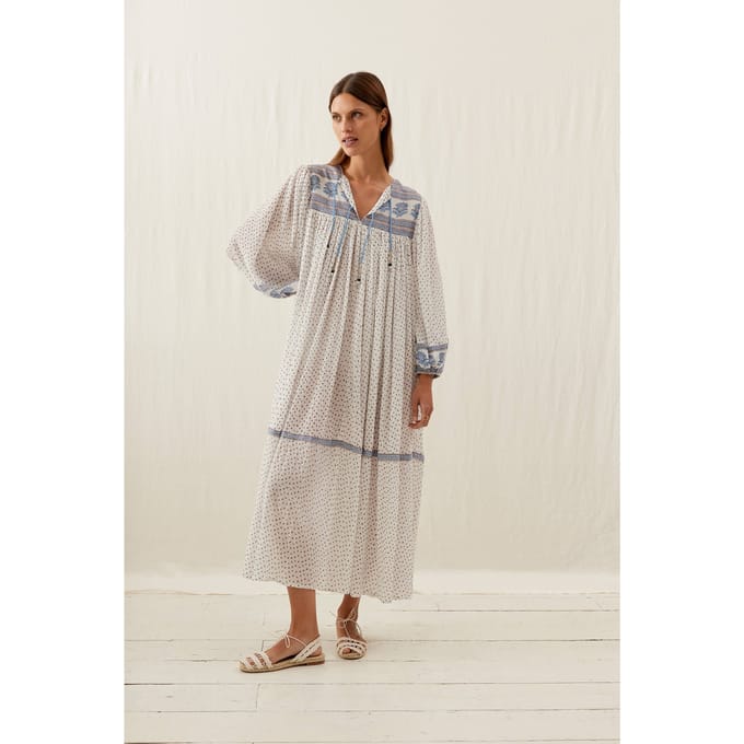Louise Misha Dress Gypse White Cornflower Größe: 36 | Midikleider Outlet | Damen | Weiß