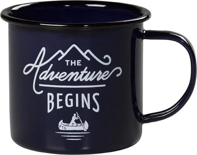 Gentlemens Hardeware mok donker blauw emaille met tekst Adventures Begins