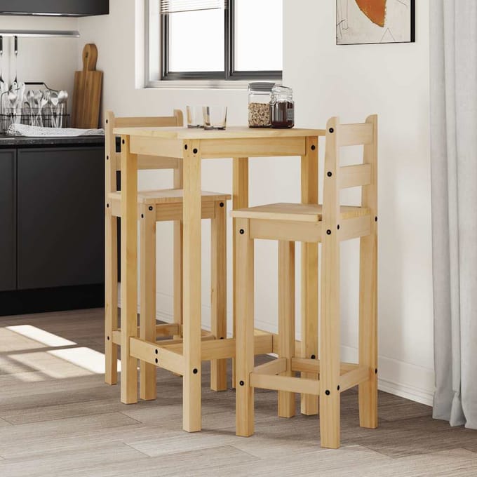 vidaXL - 3-delige - Barset - massief - grenenhout