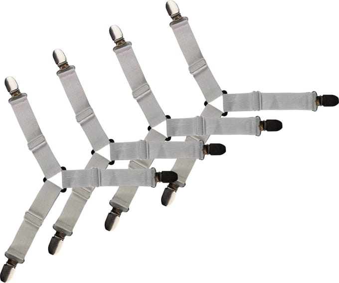 *** 4x Wit Bedlaken Spanners - Dekbed Laken Aanspanner Clips - Strak Dekbed - van Heble® ***