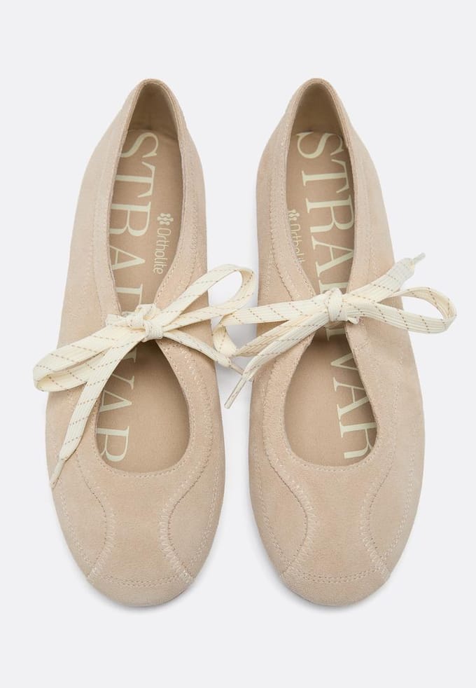 Stradivarius Leren sneakerina met strik  BEIGE 39