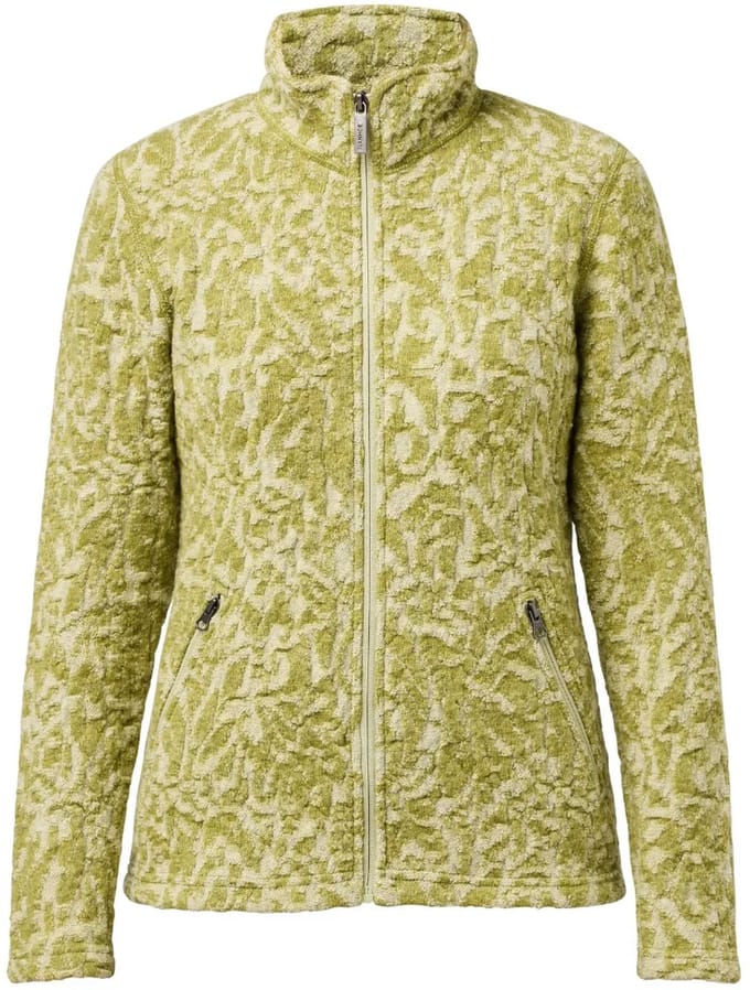 Ivanhoe dames wollen full-zip vest Tuva Jaquard Golden Lime - Groen
