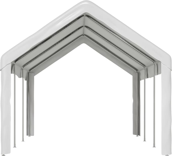 Garagetent 3x6 m Voertuigtentgarage met Dubbele Roldeur Wit