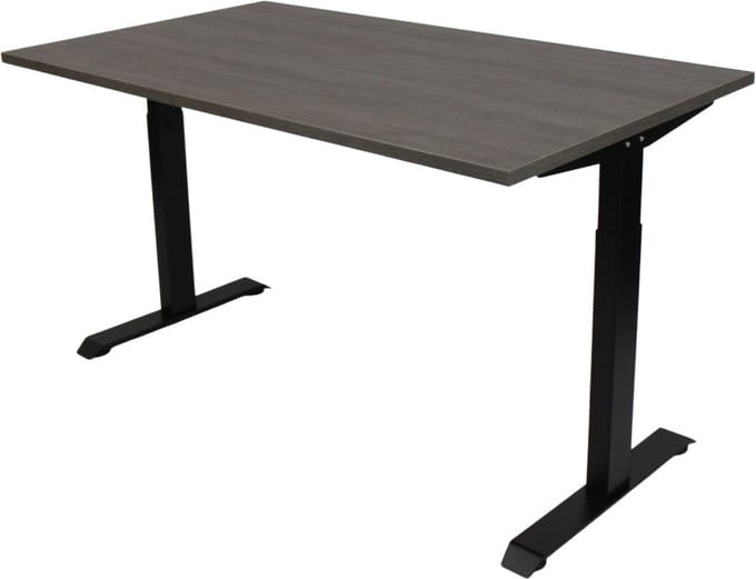 Office Hero® Cosmic - In hoogte verstelbaar bureau zwart frame - Game bureau - Computertafel - Werktafel - 140x80 - Logan eik