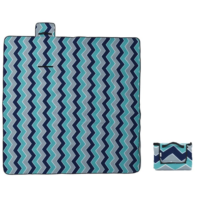 vidaXL - Picknickkleed - opvouwbaar - golven - 200x200 - cm - fluweel - blauw