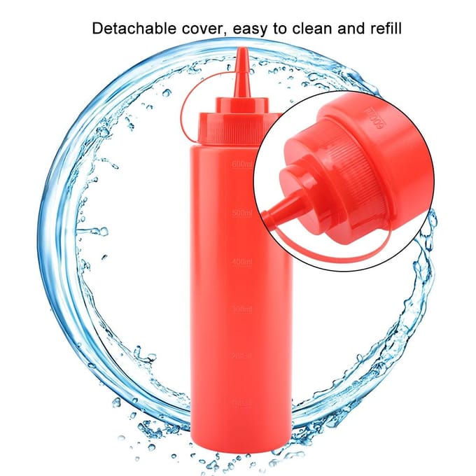 720ml 10 stuks / Set Plastic Condimentdispenser voor Saus Olie Crème Azijn (Rood) rood