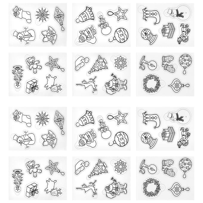 12 stuks Krimpfolie Vellen Kerst Set Klein Patroon DIY Handgemaakte Accessoires white