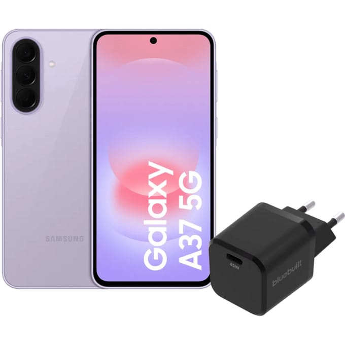 Samsung Galaxy A37 128GB Roze 5G + BlueBuilt Oplader met Usb C Poort 45W Zwart