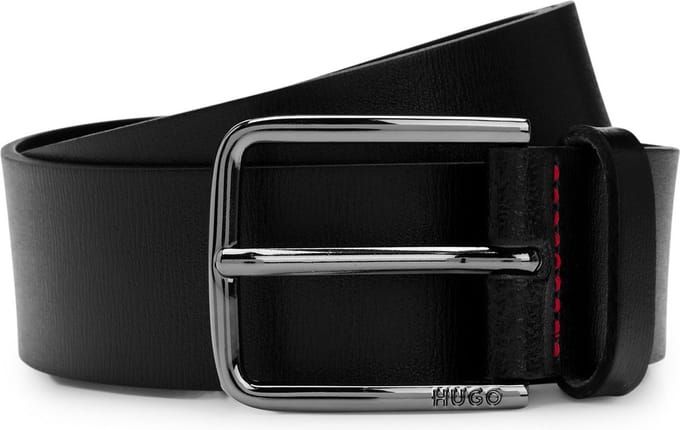 HUGO Leren Riem Gerik Sz35 Leather Belt W100 Black Zwart