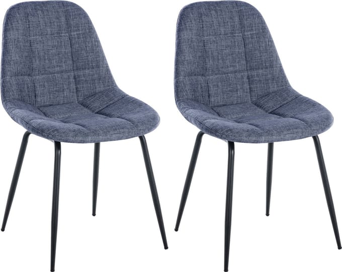 CLP Tom Set van 2 Eetkamerstoelen - Zonder armleuning - Fauteuil - blauw Stof