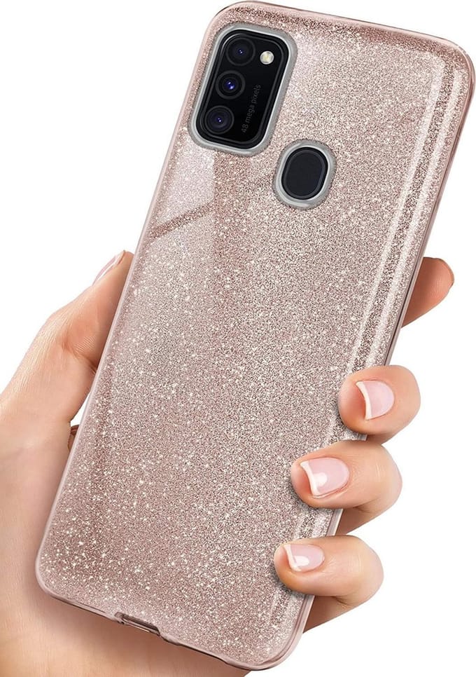 HB Hoesje Geschikt voor Samsung Galaxy A20S - Roze - Glitter Back Cover