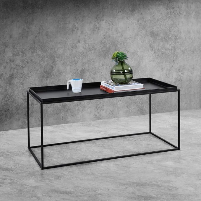 Industriële Salontafel Zwart Metaal Rechthoekig