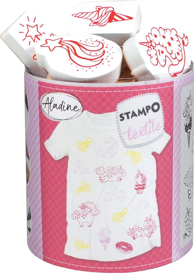 Aladine Aladine Stampo Stempel Set Textiel Unicorn 14 stuks