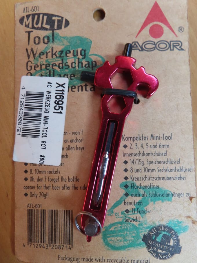 Acor Multi gereedschap, fietsgereedschap - 20g - rood
