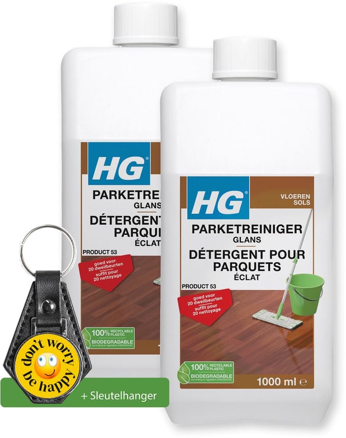 HG Parketreiniger glans - 2 stuks - inclusief sleutelhanger