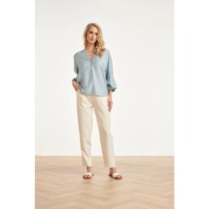 Smashed Lemon Elegante pantalon met plooi en hoge taille |