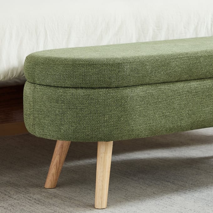 Groene schoenbank MDF chenille stof voor hal 110×40×42cm