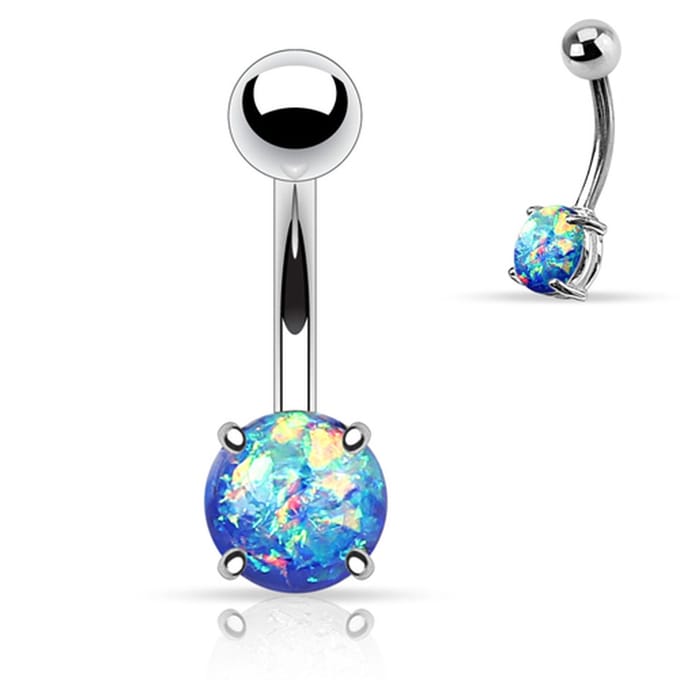 Piercing opal - zilver blauw - LMPiercings