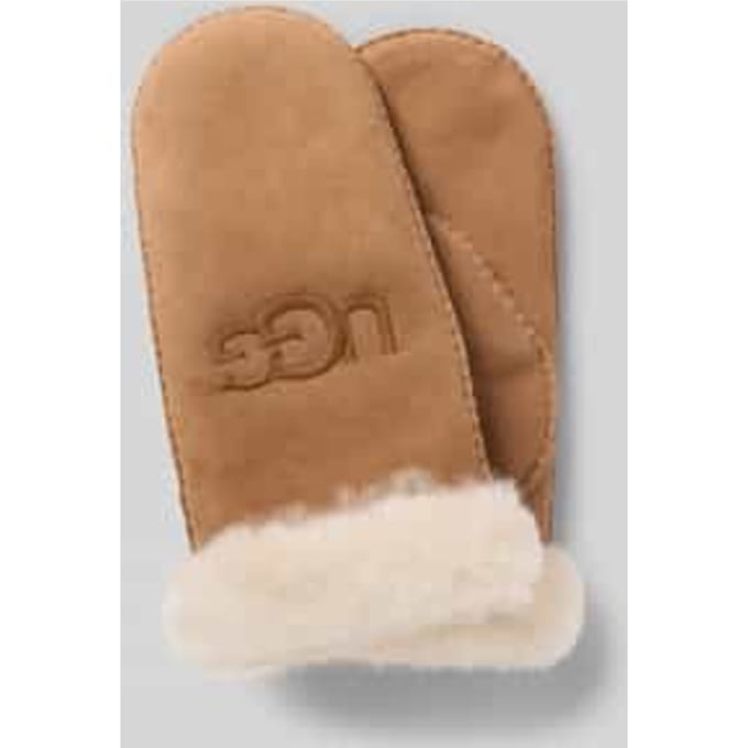 UGG® Sheepskin Embroider Mitten for Women in Brown, Size L/XL, Shearling