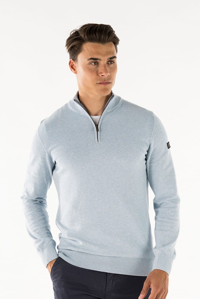 Presly & Sun Trui Lewis Zip Knitted Pullover  Blauw