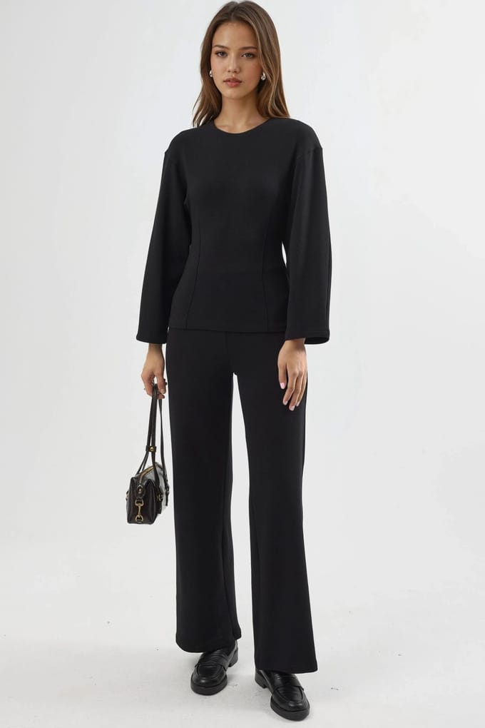 Ronde Hals Lange Mouw Fitted Blouse