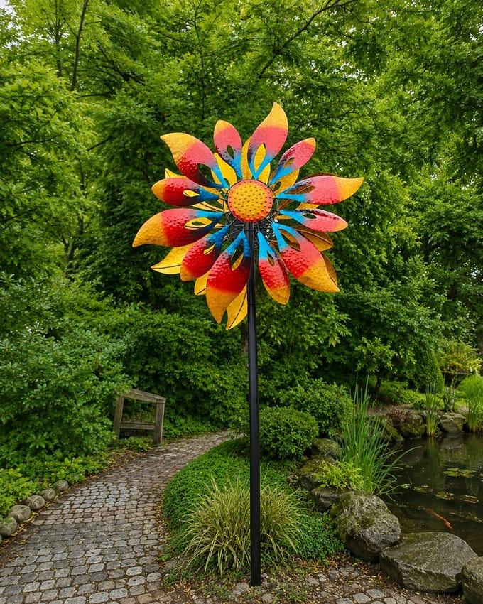 WINDMOLEN / VUUR - BLOEM / TUINSTEKER /METAAL / TUINSTEKER / GEPOEDERCOAT / WINDSPINNER