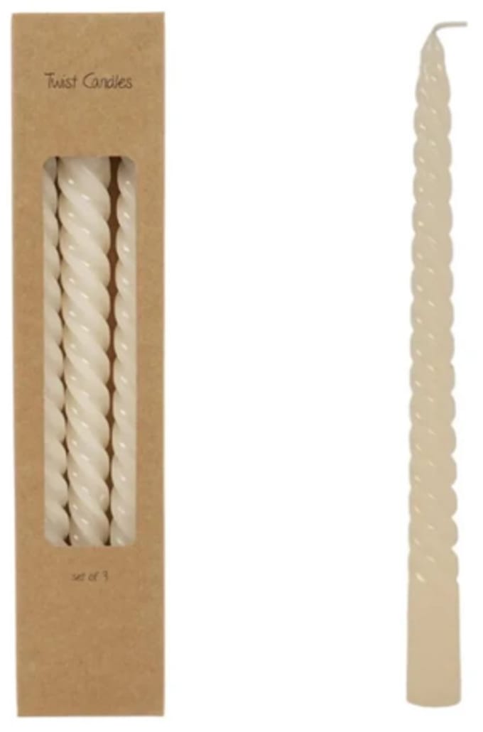 Deco4yourhome® - Twist Kaarsen - 25cm - Crème - 3 Stuks