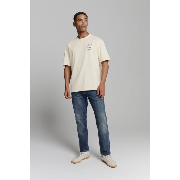 No Excess T-Shirt Crewneck Melange Placed Print Offwhite  L