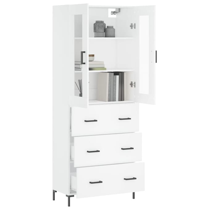 vidaXL - Hoge - kast - 69,5x34x180 - cm - bewerkt - hout - wit